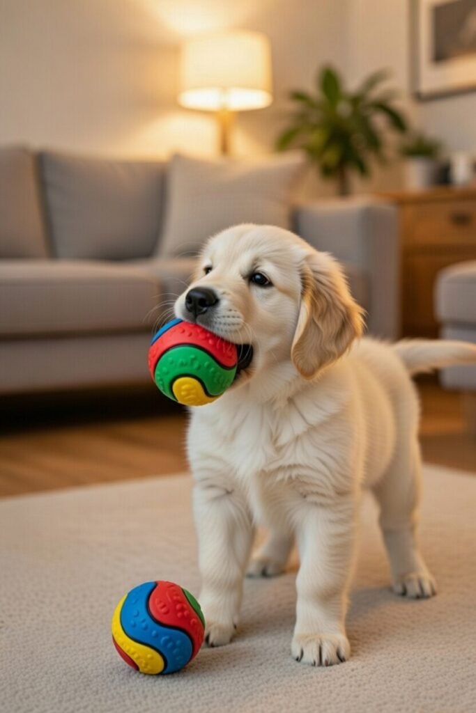 image (5) Owner redirecting puppy biting to appropriate chew toy