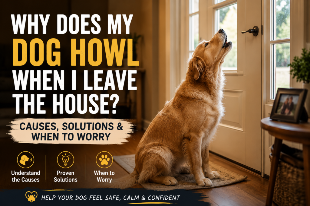 Golden retriever howling by the front door when left alone at home